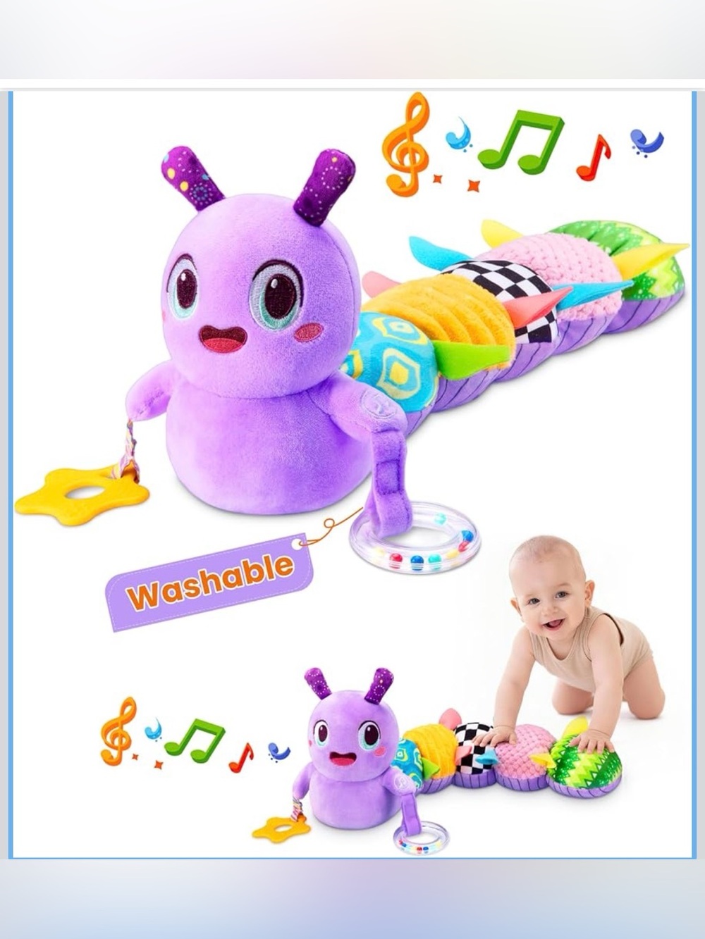 Musical Caterpillar Baby Toy, Sensory Development Toy 0-12 Months